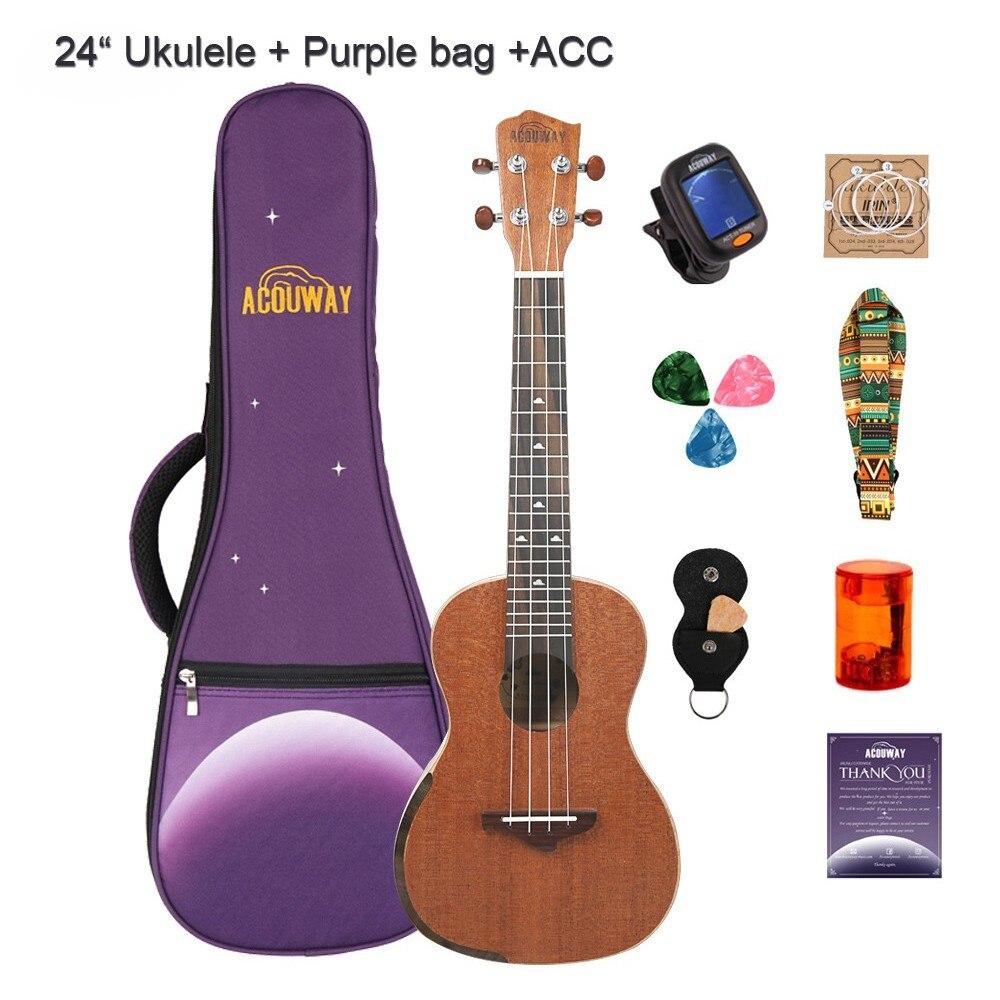 Acouway Ukulele Concert Soprano Tenor Ukulele 21" 24" 26" Sapele Ukulele Ukelele Aquila String Optinal Ukulele Bag Tuner Strap - AKLOT