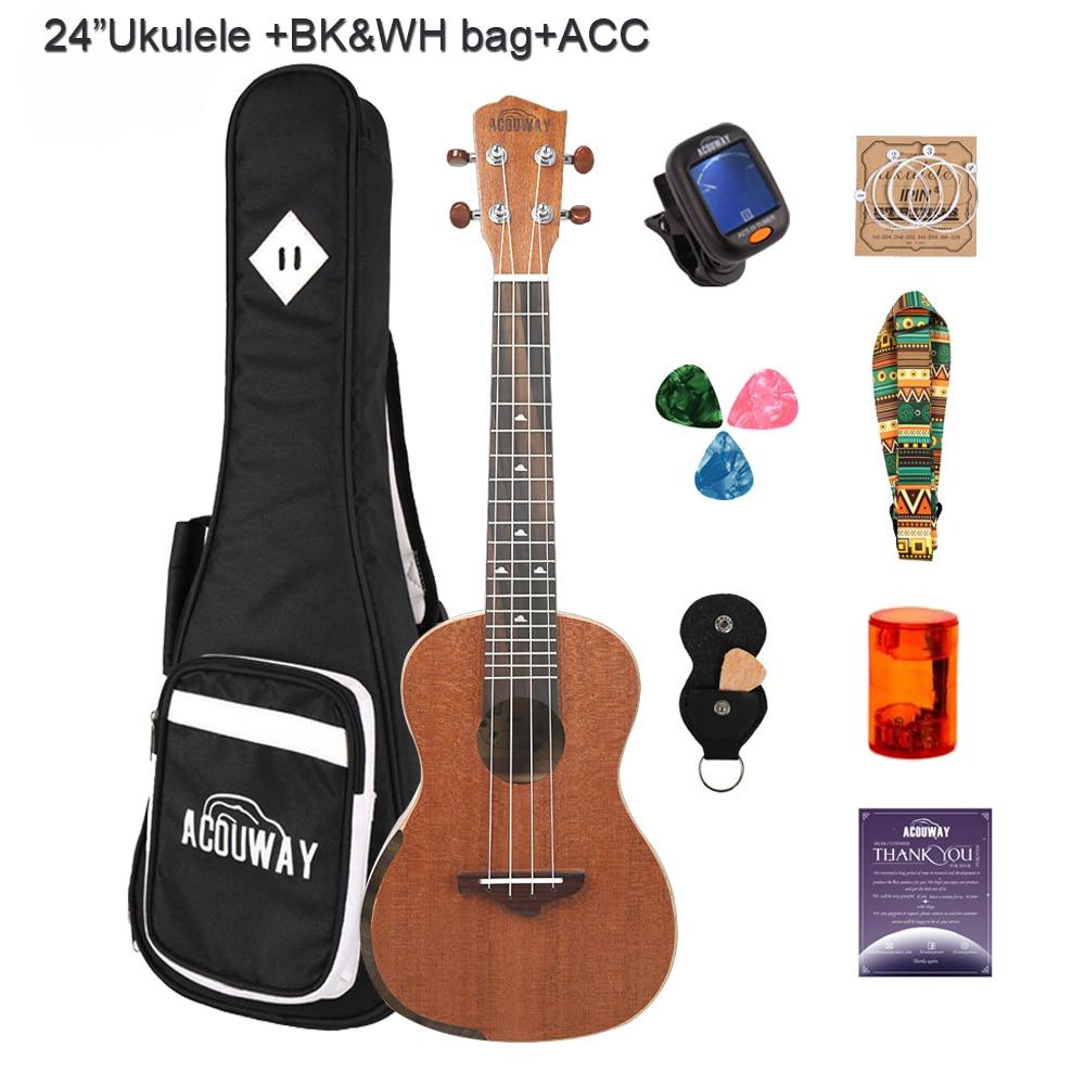 Acouway Ukulele Concert Soprano Tenor Ukulele 21" 24" 26" Sapele Ukulele Ukelele Aquila String Optinal Ukulele Bag Tuner Strap - AKLOT