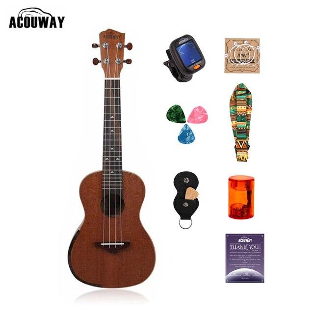 Acouway Ukulele Concert Soprano Tenor Ukulele 21" 24" 26" Sapele Ukulele Ukelele Aquila String Optinal Ukulele Bag Tuner Strap - AKLOT