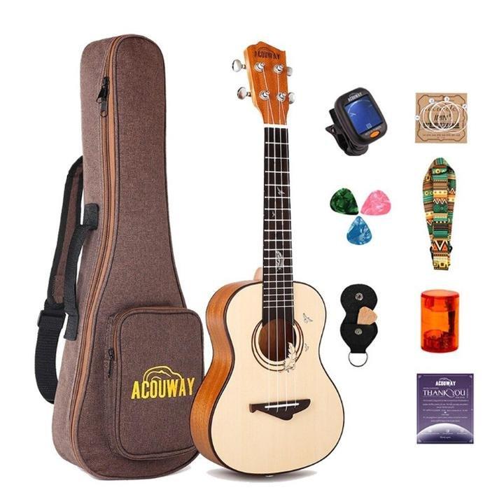 Acouway Ukulele Concert Soprano Tenor Ukulele 21" 24" 26" Sapele Ukulele Ukelele Aquila String Optinal Ukulele Bag Tuner Strap - AKLOT