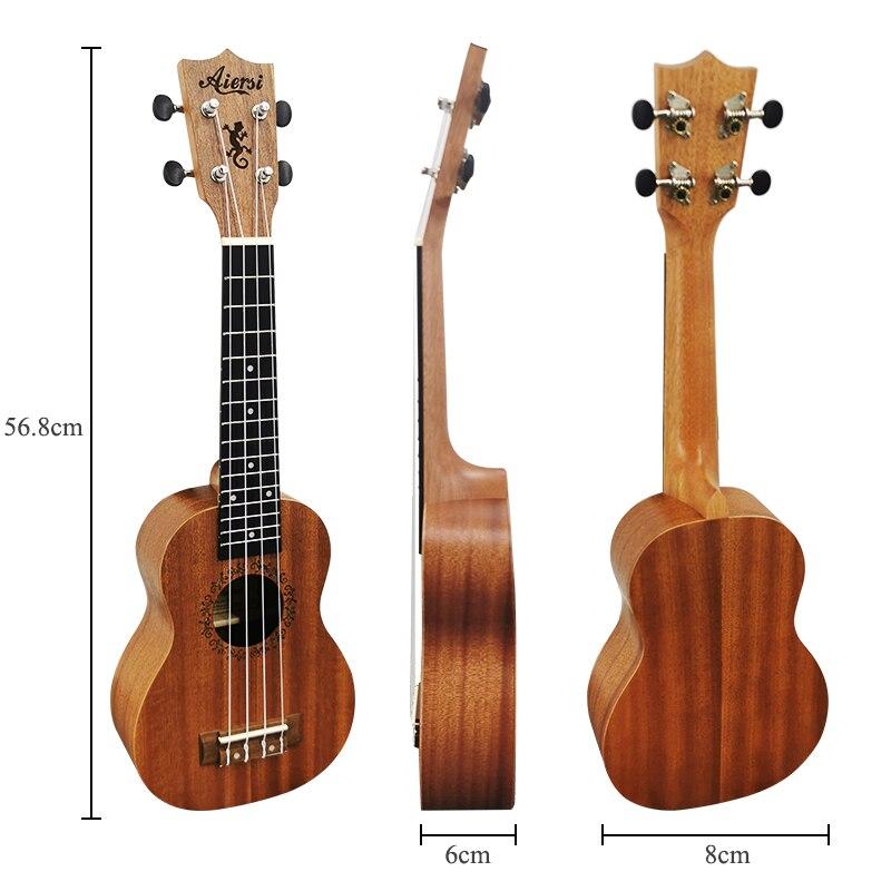 Aiersi full pack 21 inch ukelele mahogany Soprano gecko ukulele guitar musical gifts instrument 4 string Hawaiian mini guitarra - AKLOT