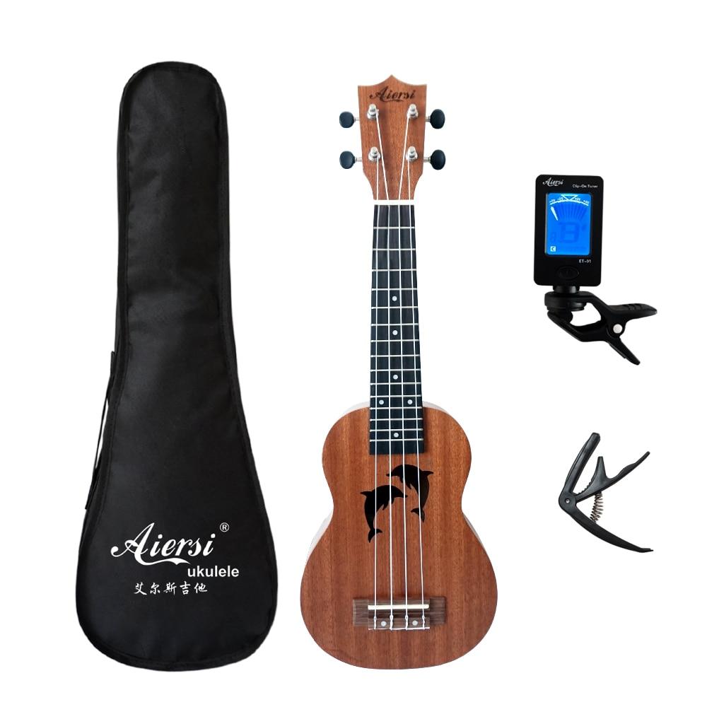 Aiersi full pack 21 inch ukelele mahogany Soprano gecko ukulele guitar musical gifts instrument 4 string Hawaiian mini guitarra - AKLOT