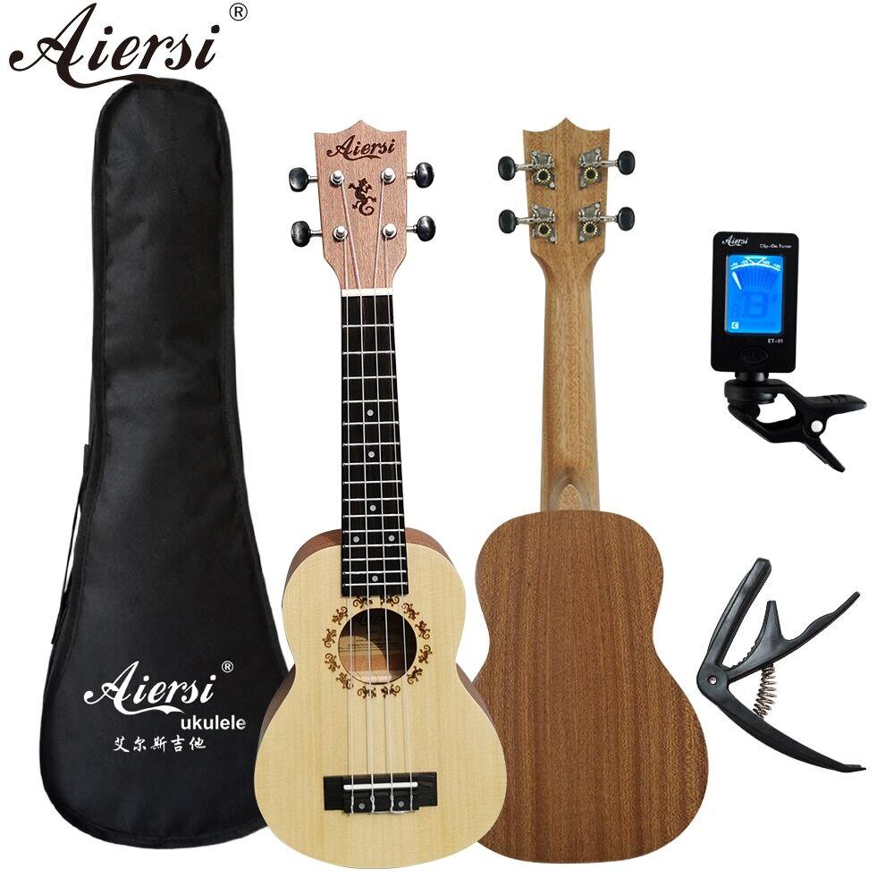 Aiersi full pack 21 inch ukelele mahogany Soprano gecko ukulele guitar musical gifts instrument 4 string Hawaiian mini guitarra - AKLOT