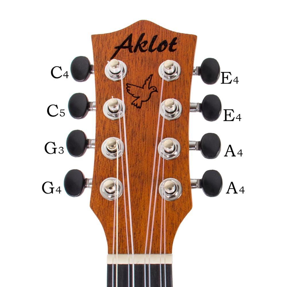 Aklot 8 String Ukulele Tenor Mahogany 26 Inch 18 Frets Hawaiian Guitar w/ Bag Strap Strings Picks for Gifts Music Lover - AKLOT