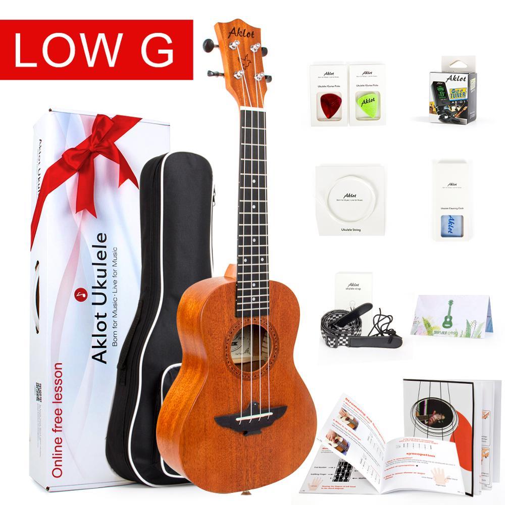 Aklot Concert Ukulele Low G String Solid Mahogany 23 Inch Ukelele Professional Starter Kit w/ Bag Tuner Picks Strap for Beginner - AKLOT