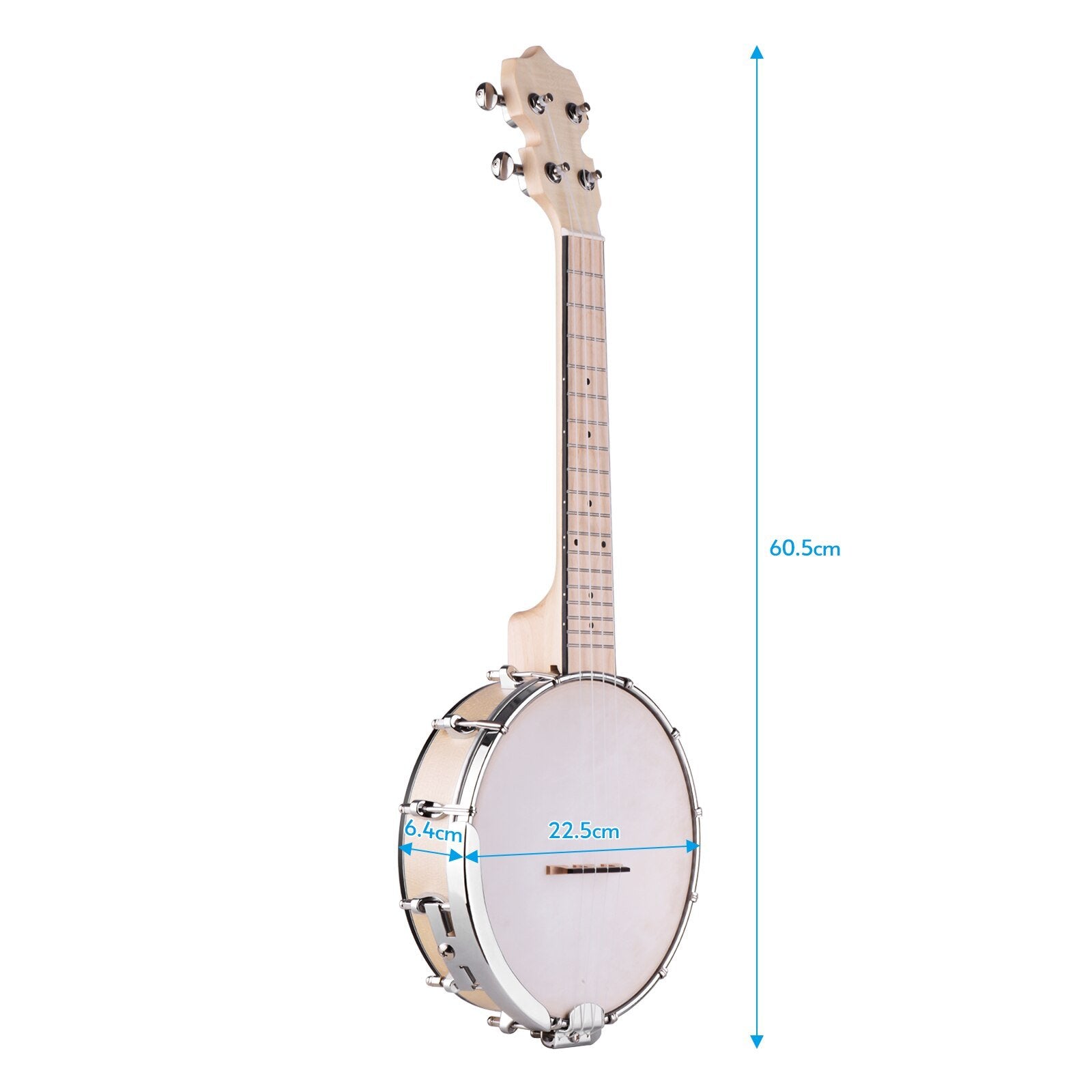 ammoon Concert 23 Inch Open-back Banjo Uke 4 String Banjolele Maple Body Okoume Neck with Tuning Wrench Bridge Positioning Ruler - AKLOT