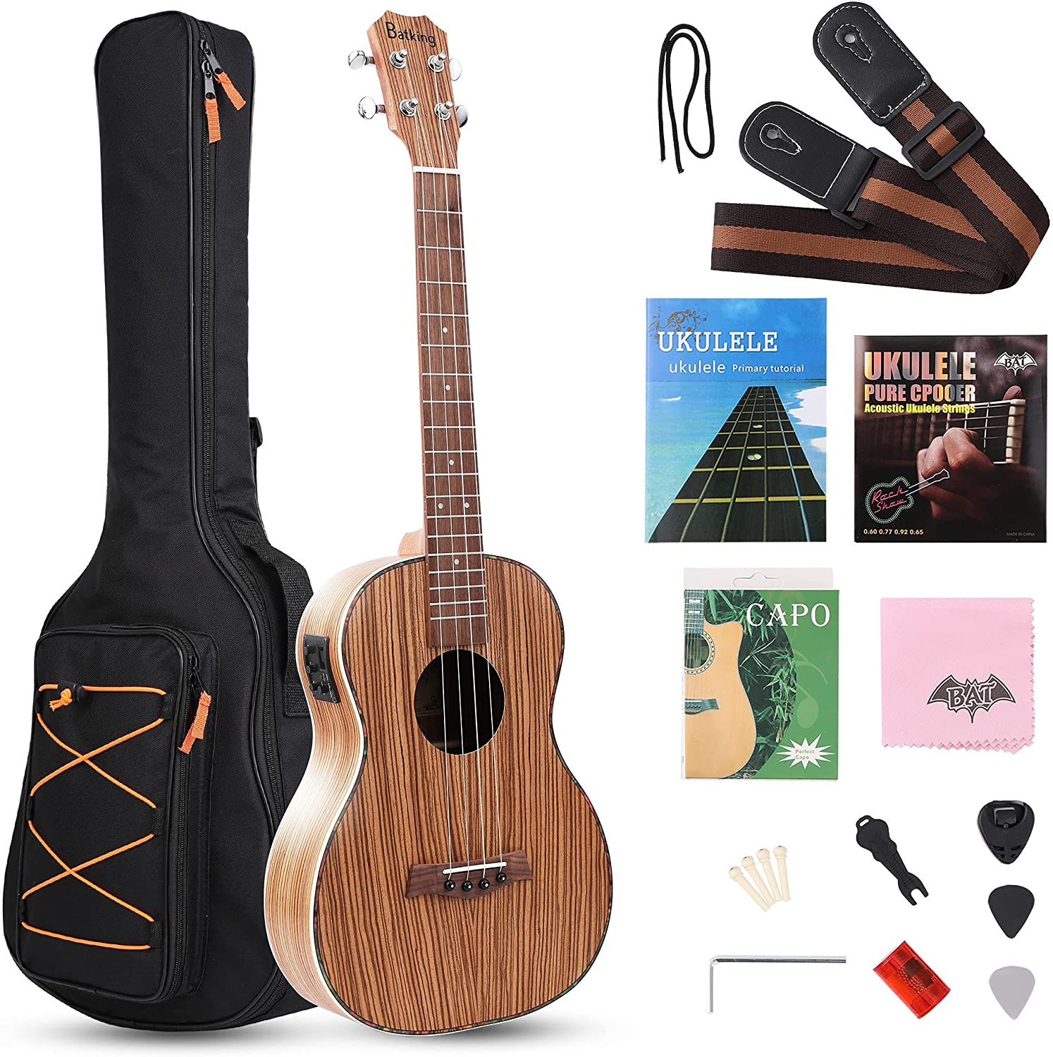 Batking Baritone Electric Ukulele,30 Inch uke Kit for Adults Beginners and Professional Players ukalalee - AKLOT