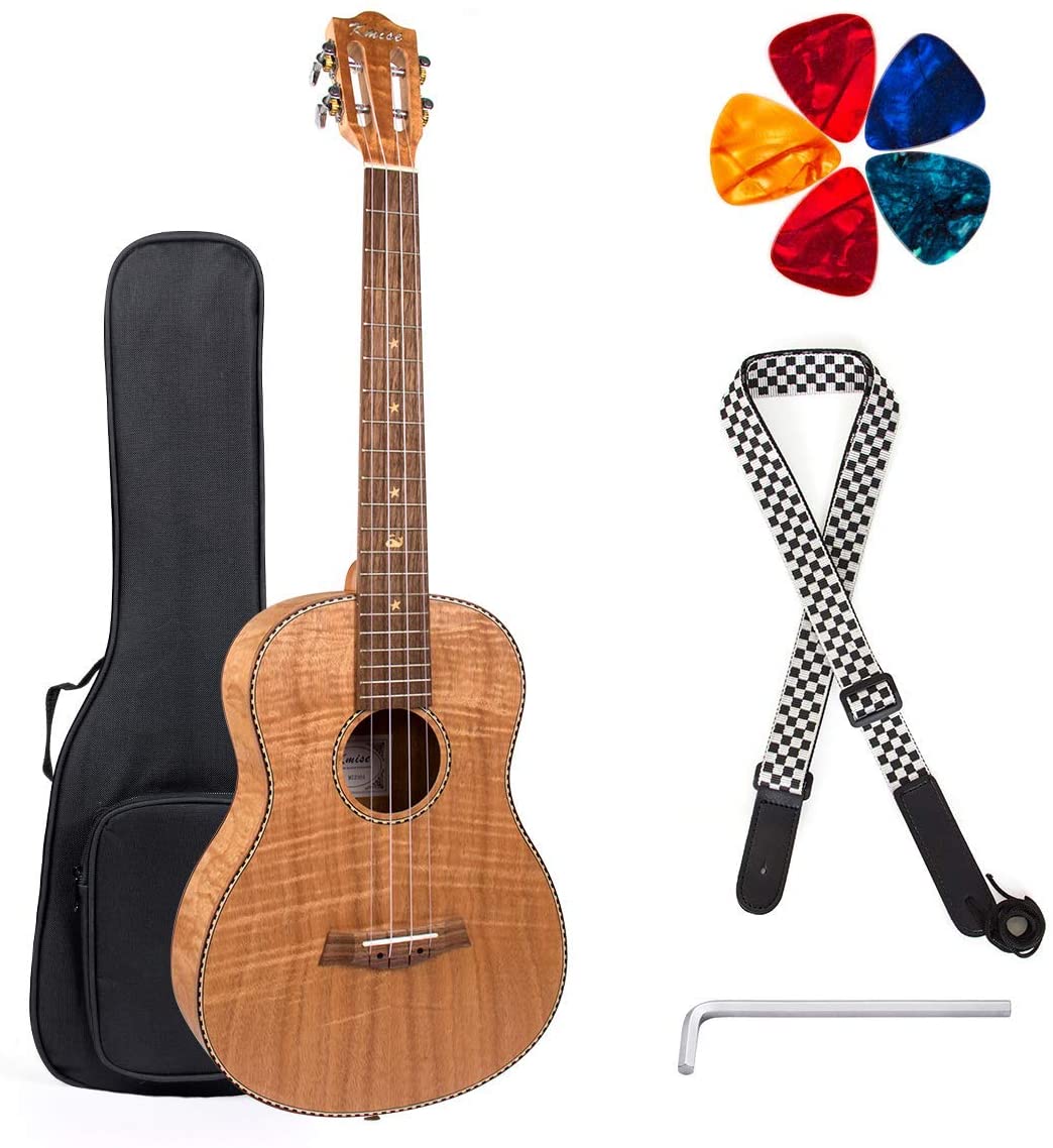 Classical Ukulele Kit Tiger Flame Okoume Wood for Beginner and Professional Player By Kmise - AKLOT