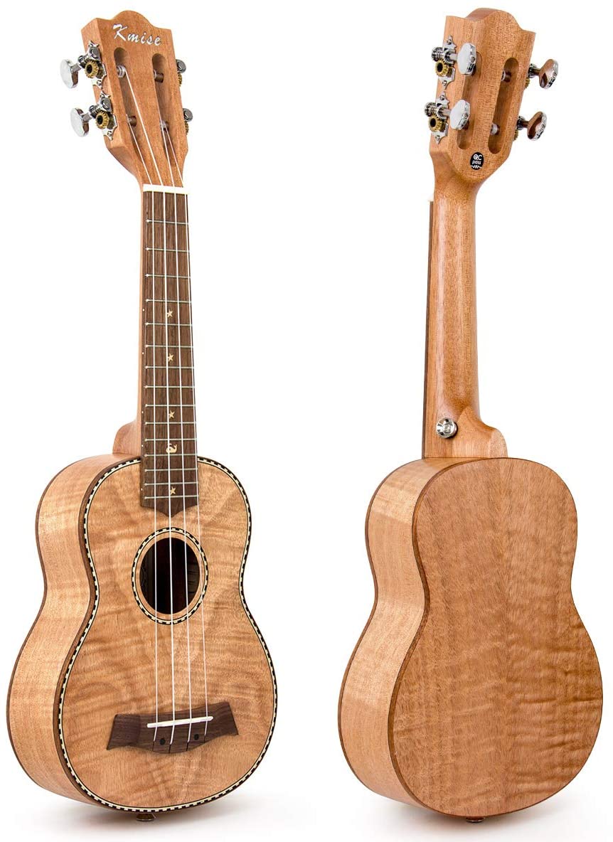 Classical Ukulele Kit Tiger Flame Okoume Wood for Beginner and Professional Player By Kmise - AKLOT