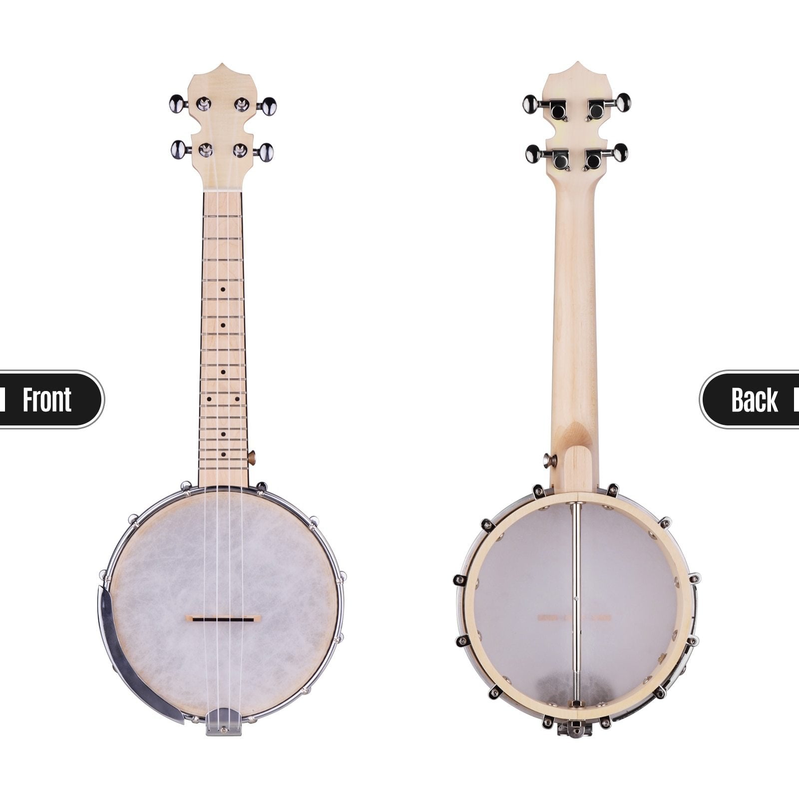 Concert 23 Inch Resonator Banjo Uke 4 String Banjolele Sapele Body Okoume Neck Technical Wood Fingerboard Material - AKLOT