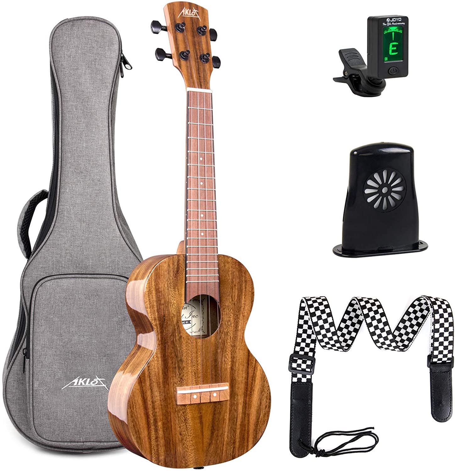 Concert Ukulele 23 Inch Solid Mahogany Uke For Professional Player With Ukelele Beginner Kit ( Gig Bag, Picks, Tuner, Strap, String, Cleaning Cloth, Starter Manual ) - AKLOT