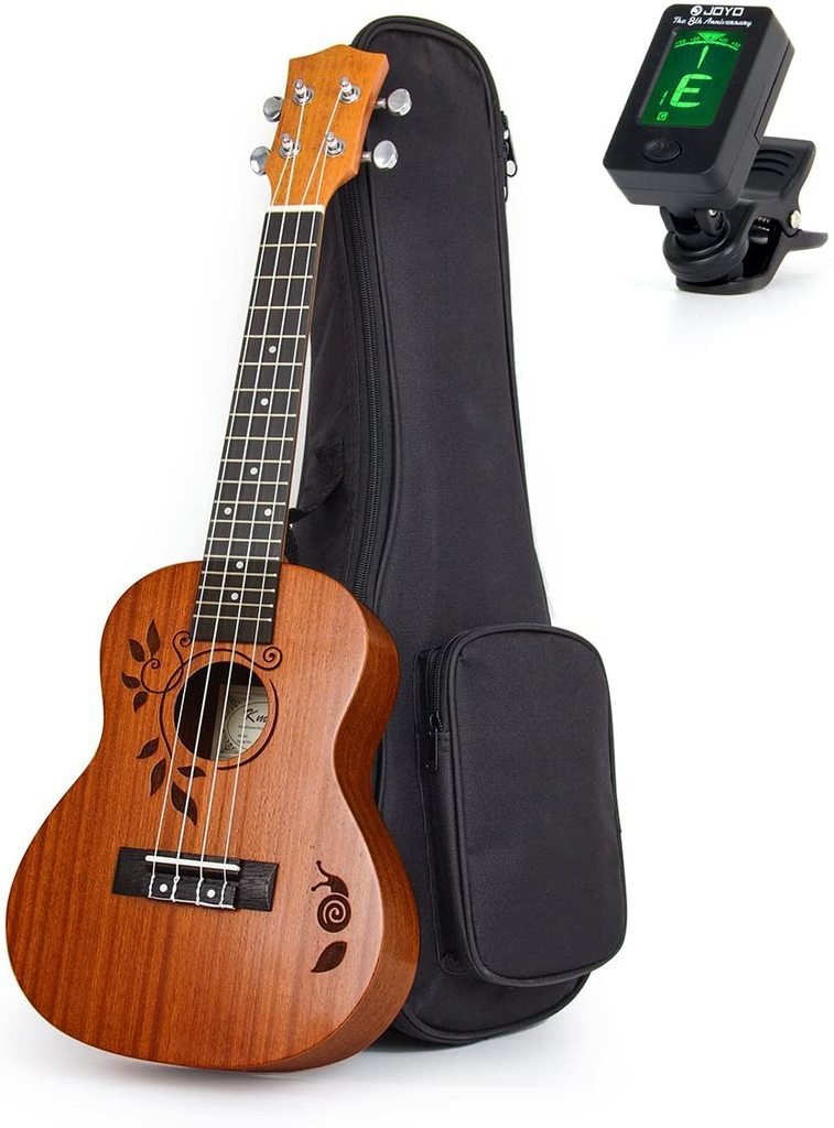 Concert Ukulele Uke Acoustic Hawaiian Guitar 23 Inch 18 Frets Mahagany with Ukelele Bag and Tuner - AKLOT