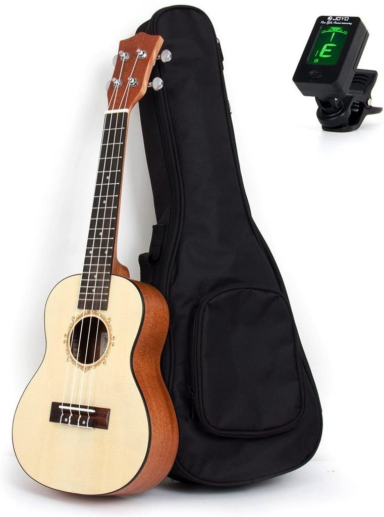 Concert Ukulele Uke Acoustic Hawaiian Guitar 23 Inch 18 Frets Mahagany with Ukelele Bag and Tuner - AKLOT