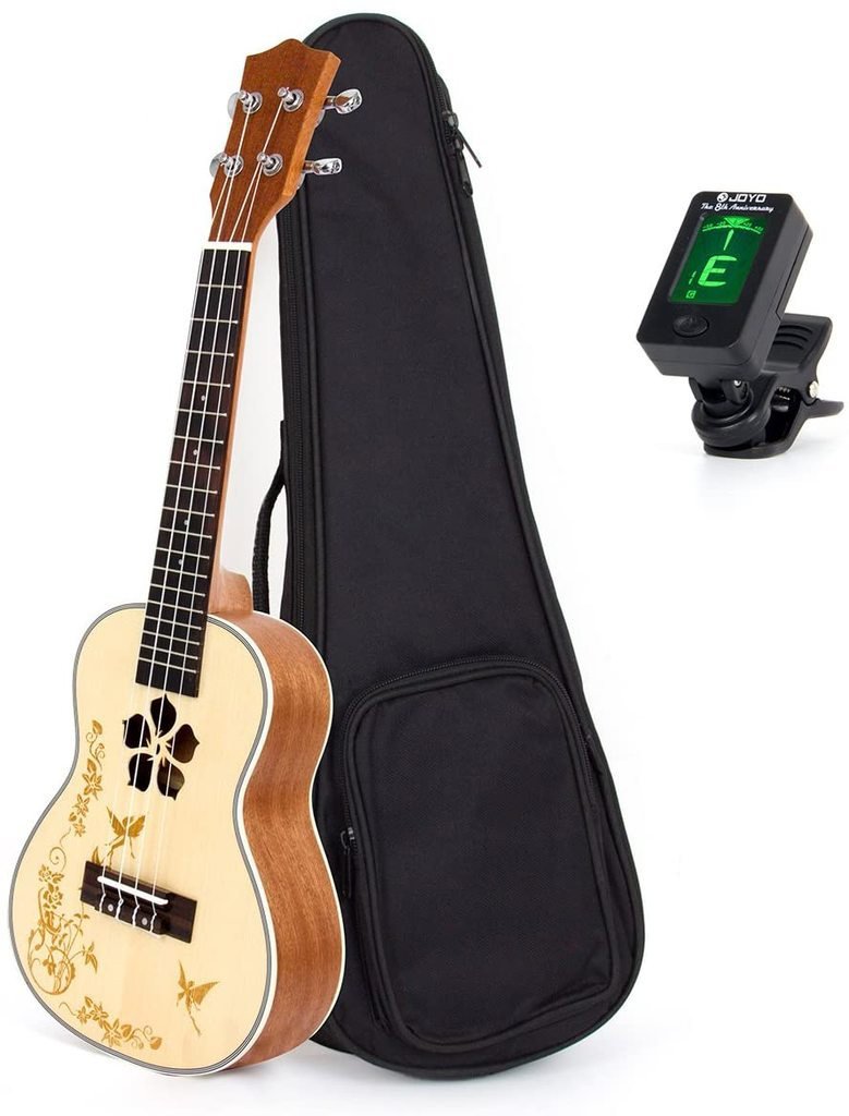 Concert Ukulele Uke Acoustic Hawaiian Guitar 23 Inch 18 Frets Mahagany with Ukelele Bag and Tuner - AKLOT