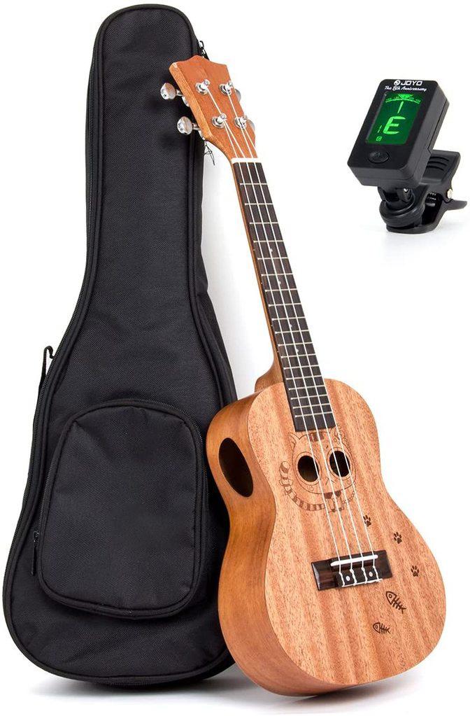 Concert Ukulele Uke Acoustic Hawaiian Guitar 23 Inch 18 Frets Mahagany with Ukelele Bag and Tuner - AKLOT