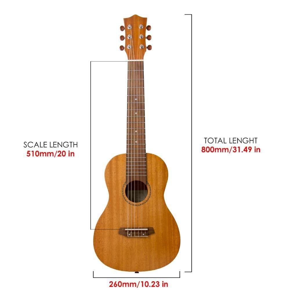 Guitalele 6 Strings Mini Travel Guitar Ukulele 31 inch Mahogany 20 Frets with Gig Bag Picks Strap - AKLOT