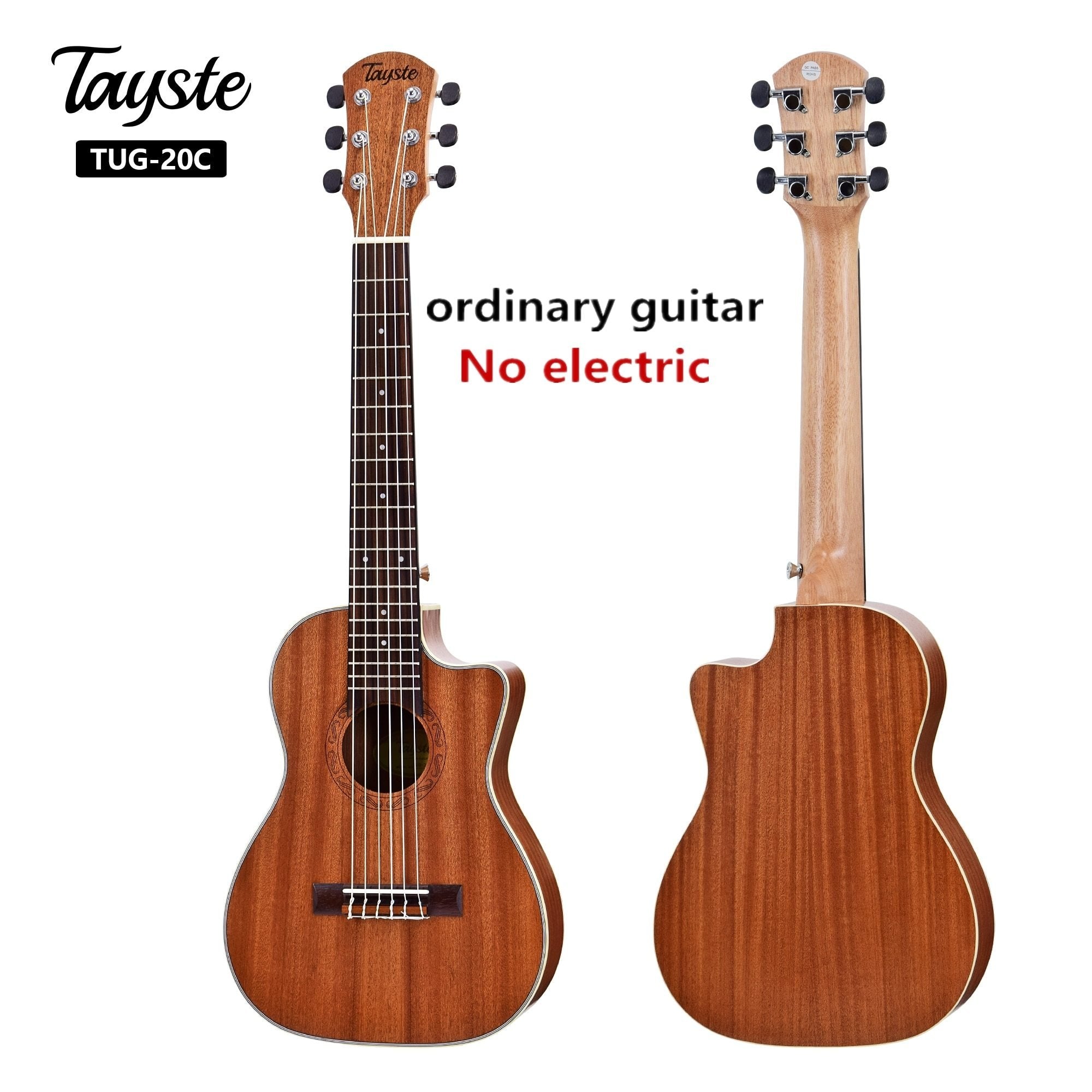 Guitalele Guilele 30 Inches Cutaway Sapele Mini Electric Guitarlele Baritone Acoustic Guitars 6 Strings Ukulele Travel Guitar - AKLOT