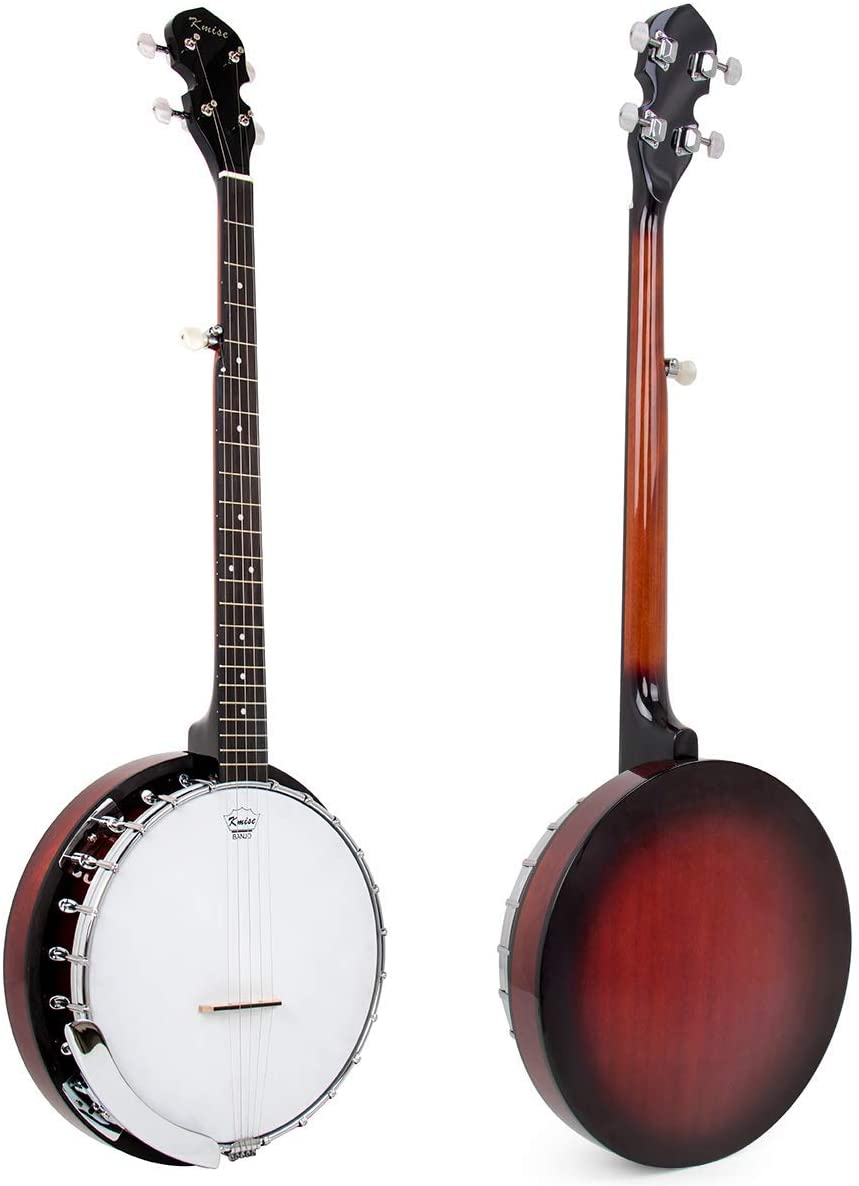 Kmise 5 String Resonator Banjo Professional Sapele Back Banjos Starter Kit With Bag Tuner Strap Strings Pickup Picks Ruler Wrench Bridge - AKLOT