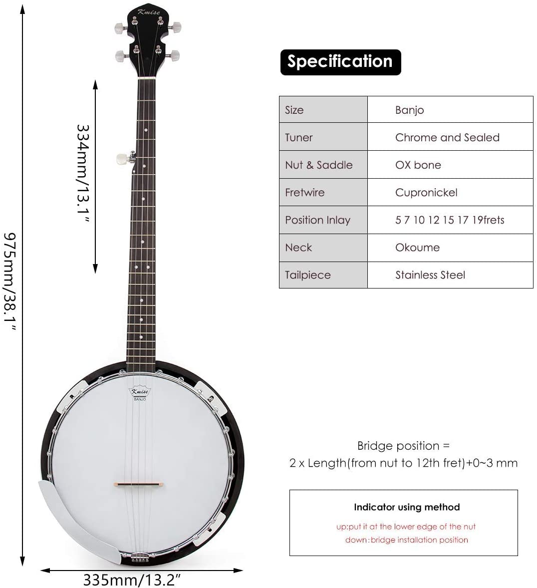 Kmise 5 String Resonator Banjo Professional Sapele Back Banjos Starter Kit With Bag Tuner Strap Strings Pickup Picks Ruler Wrench Bridge - AKLOT