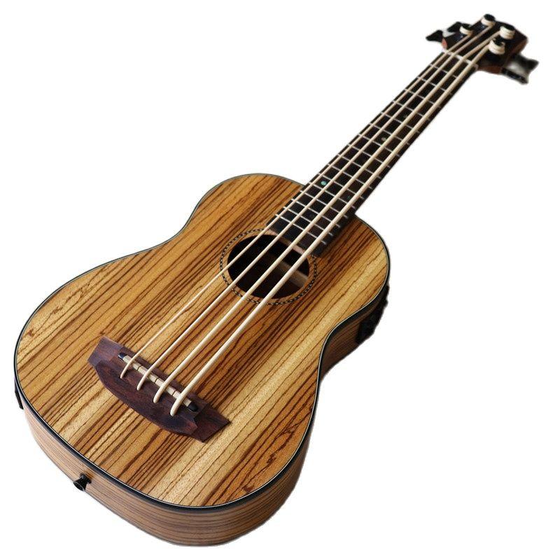 Left hand electric ukulele guitar 30 inch 4 string Full Zebra wood body children mini guitar uk bass guitar - AKLOT