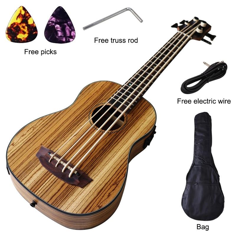 Left hand electric ukulele guitar 30 inch 4 string Full Zebra wood body children mini guitar uk bass guitar - AKLOT