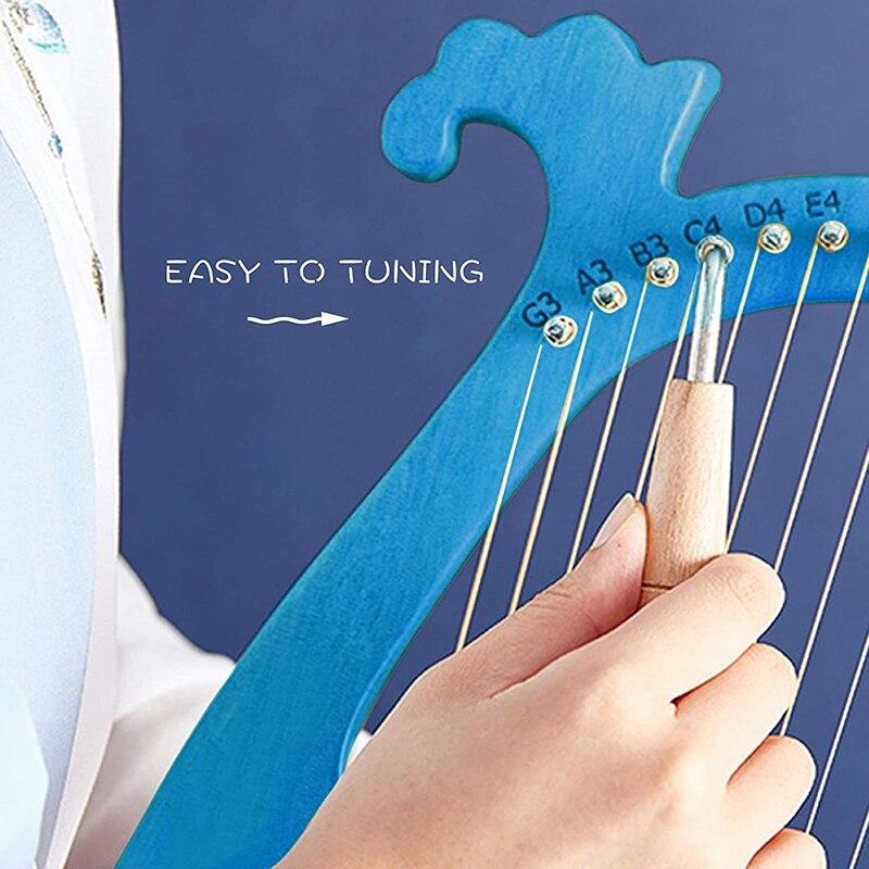 Lyre Harp,16 Metal Strings Wooden Harp Solid Wood Mahogany Lyre Harp with Tuning Wrench for Music Lovers Beginners,Etc - AKLOT