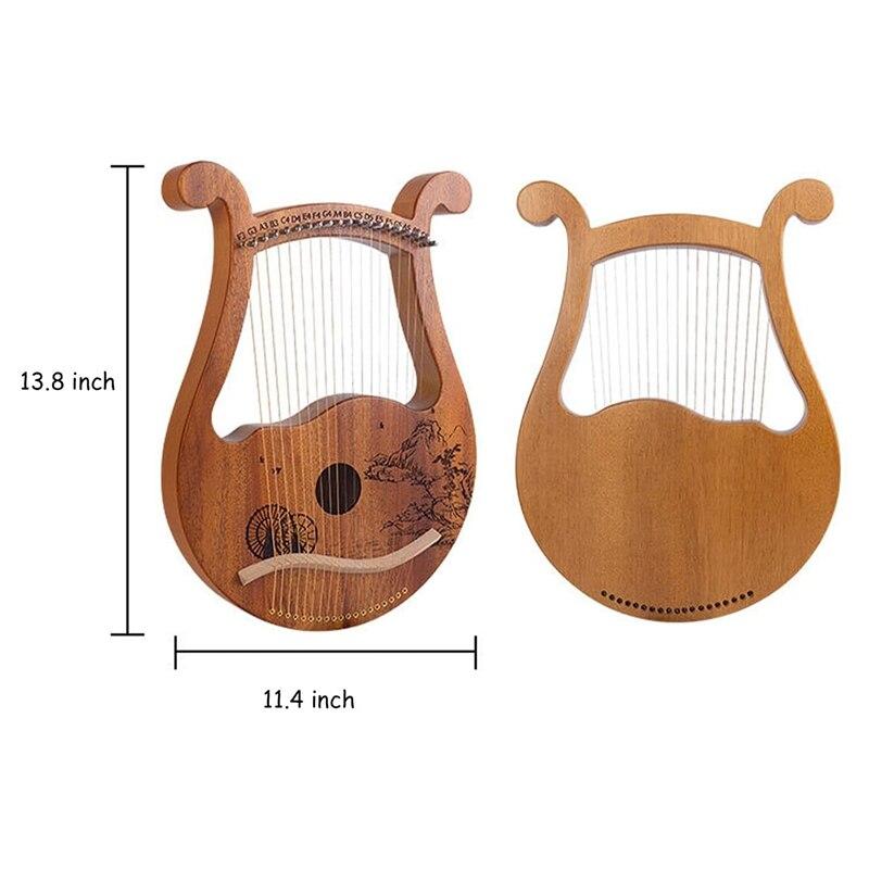 Lyre Harp,19 String Mahogany Lyre Harp,19 String Lyre Unique Patterns Carved Symbols,for Music Lovers Beginners,Etc - AKLOT