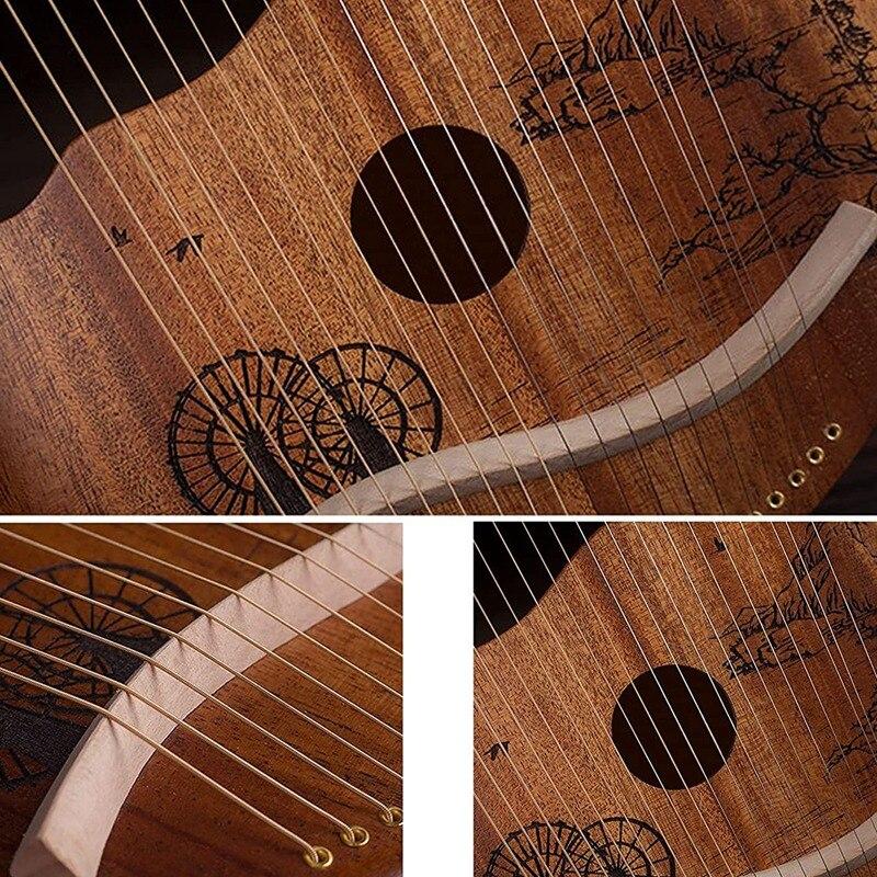 Lyre Harp,19 String Mahogany Lyre Harp,19 String Lyre Unique Patterns Carved Symbols,for Music Lovers Beginners,Etc - AKLOT