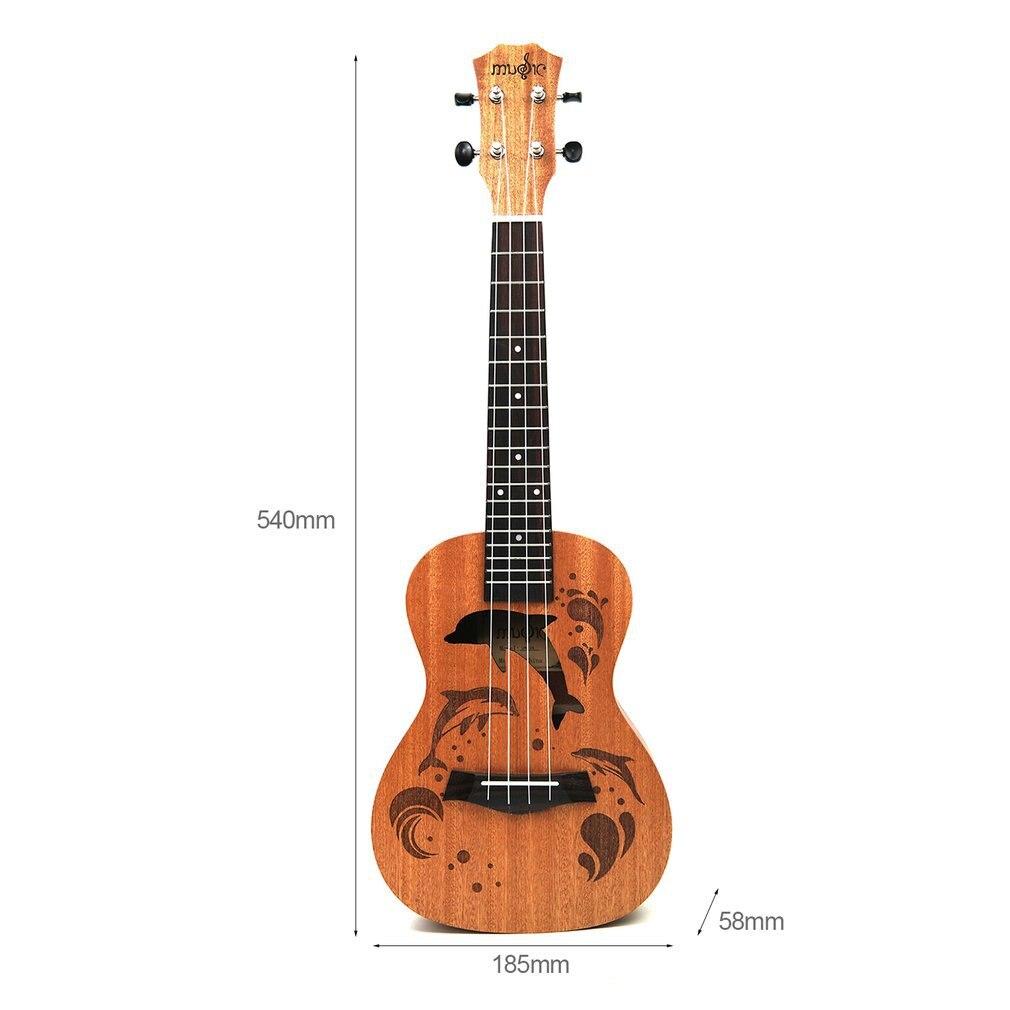 Professional Dolphin Pattern Soprano Ukulele Uke Hawaii Guitar Sapele 4 Strings Wood Ukulele Musical Instruments For Beginner - AKLOT