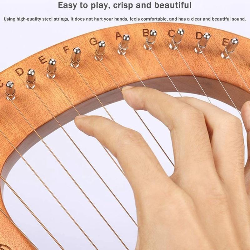 Quality 19 String Lyre Harp,Lyakin,Wooden Lyre Harp,Wood the Moon Harps with Tuning Key,for Beginners,Music Lovers,Kids,Etc - AKLOT