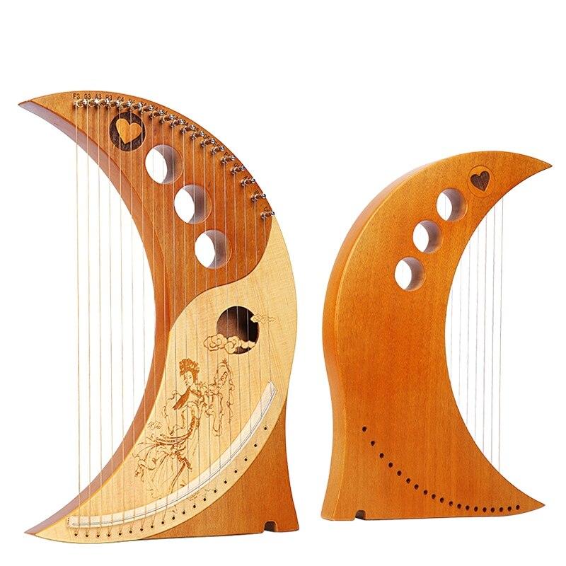 Quality 19 String Lyre Harp,Lyakin,Wooden Lyre Harp,Wood the Moon Harps with Tuning Key,for Beginners,Music Lovers,Kids,Etc - AKLOT