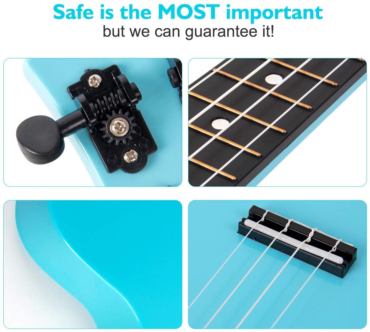 Soprano Ukulele for Beginners Kids Blue ukulele 21 inch ukelele Birthday Chrismas gift kit with Bag Picks String - AKLOT