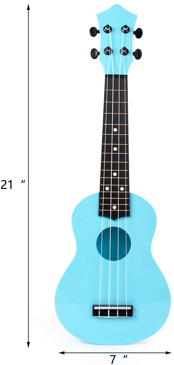 Soprano Ukulele for Beginners Kids Blue ukulele 21 inch ukelele Birthday Chrismas gift kit with Bag Picks String - AKLOT