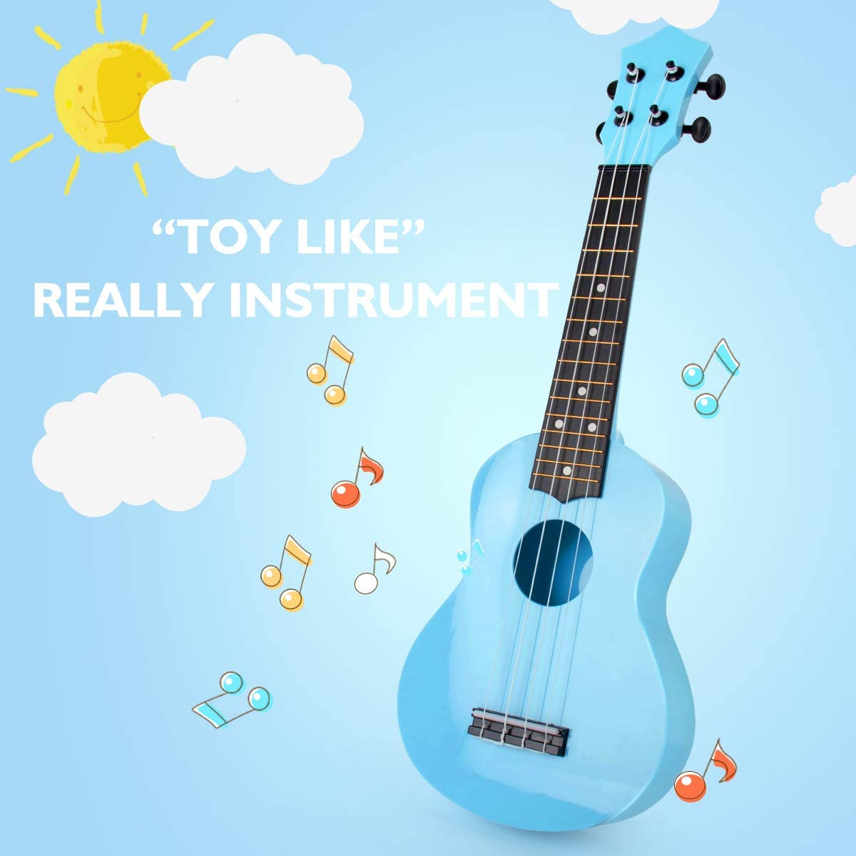 Soprano Ukulele for Beginners Kids Blue ukulele 21 inch ukelele Birthday Chrismas gift kit with Bag Picks String - AKLOT