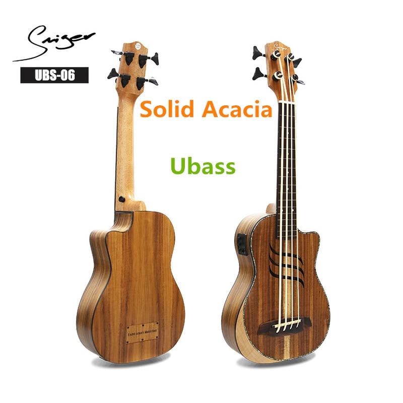 U Bass Ukulele Top Solid Acacia Fretless 30 Inches Electric Ubass Guitar 4 Strings Mini UKE Electro Guitars Pickup Sculpture - AKLOT