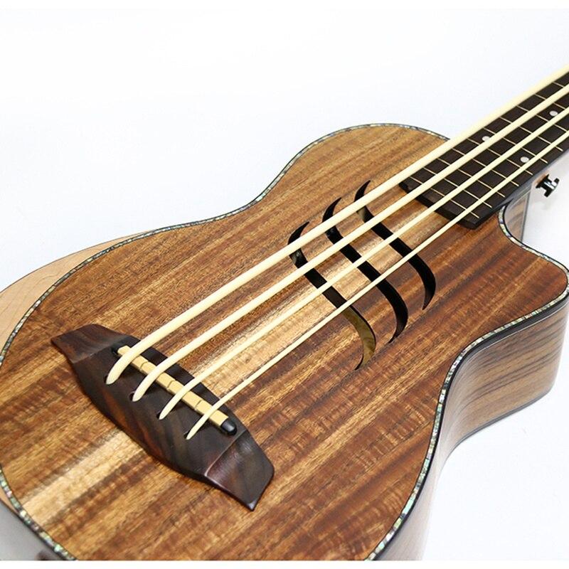 U Bass Ukulele Top Solid Acacia Fretless 30 Inches Electric Ubass Guitar 4 Strings Mini UKE Electro Guitars Pickup Sculpture - AKLOT