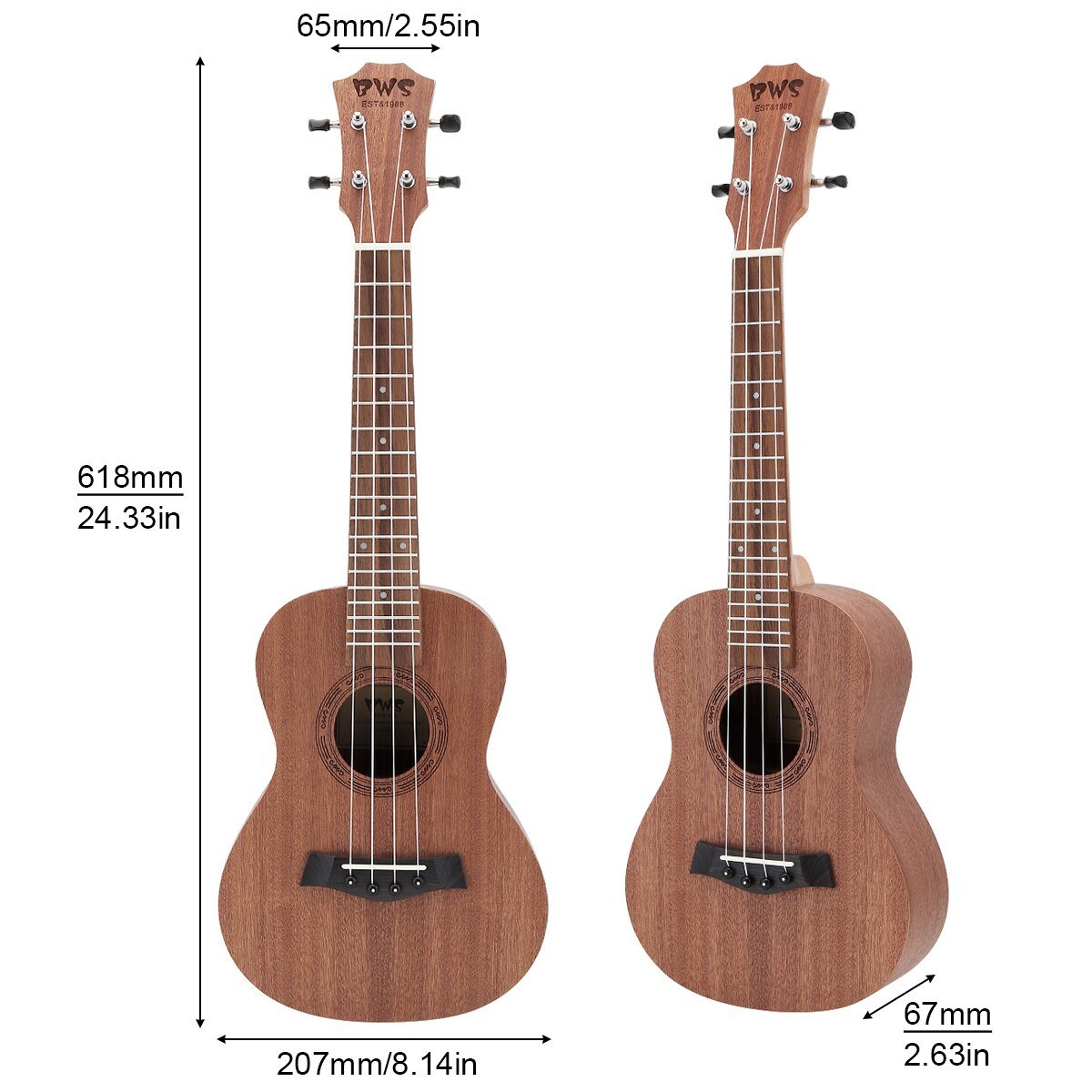 Ukulele 23 Inch Concert Ukulele Wood Hawaiian Four String Guitar Mahogany Wood Ukelele Christmas - AKLOT