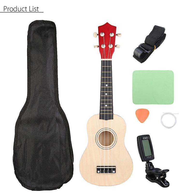 Ukulele Combo 21 Ukulele Black Soprano 4 Strings Uke Hawaii Bass Stringed Musical Instrument Set Kits+Tuner+String+Strap+Bag - AKLOT