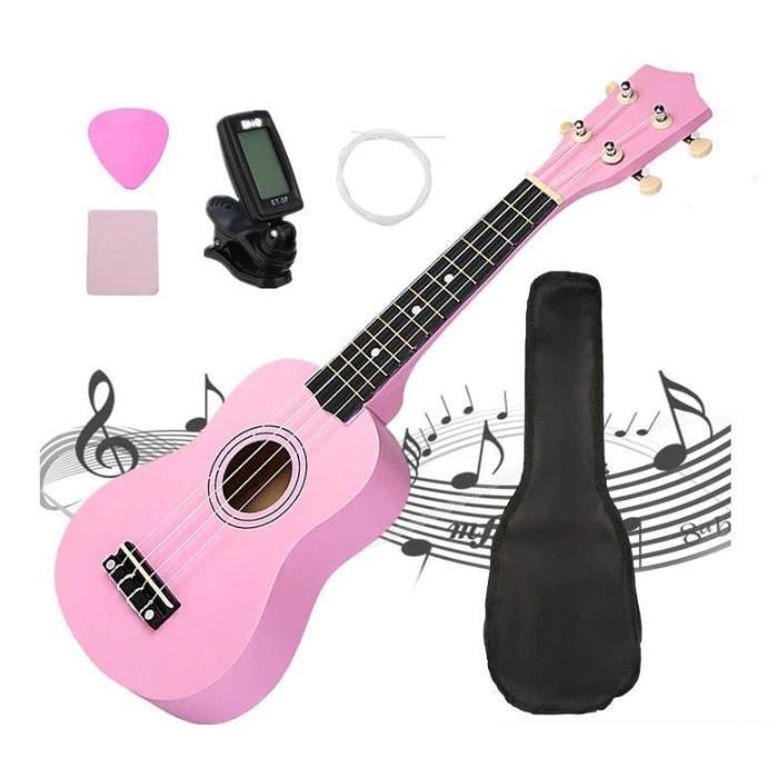 Ukulele Combo 21 Ukulele Black Soprano 4 Strings Uke Hawaii Bass Stringed Musical Instrument Set Kits+Tuner+String+Strap+Bag - AKLOT