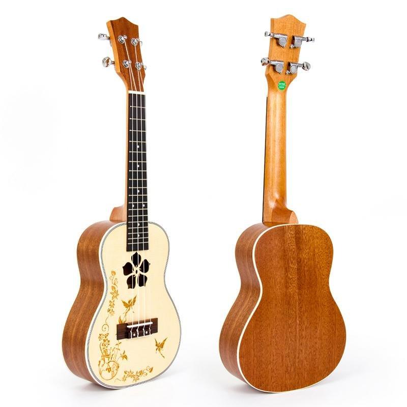 Ukulele Concert Solid Spruce Ukelele 23 Inch 18 Frets 4 String Hawai Guitar - AKLOT