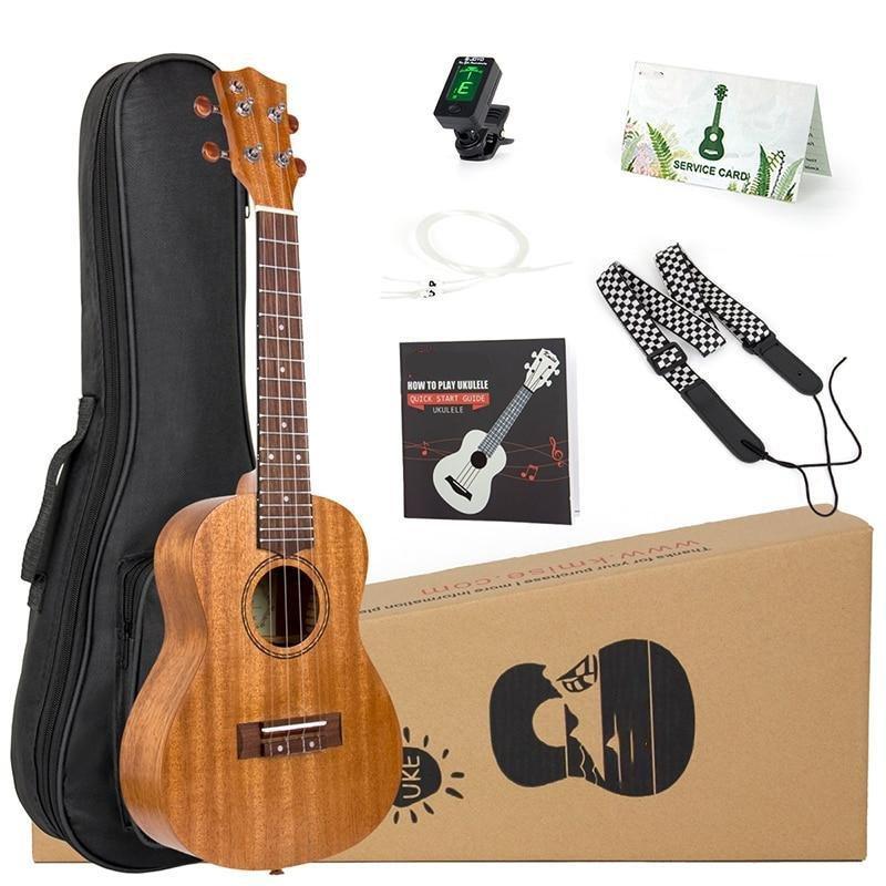 Ukulele Concert Soprano Tenor Kits Mahogany 21/23/26 inch Ukelele for Beginner + Bag Strap Case Tuner and Instruction Book - AKLOT