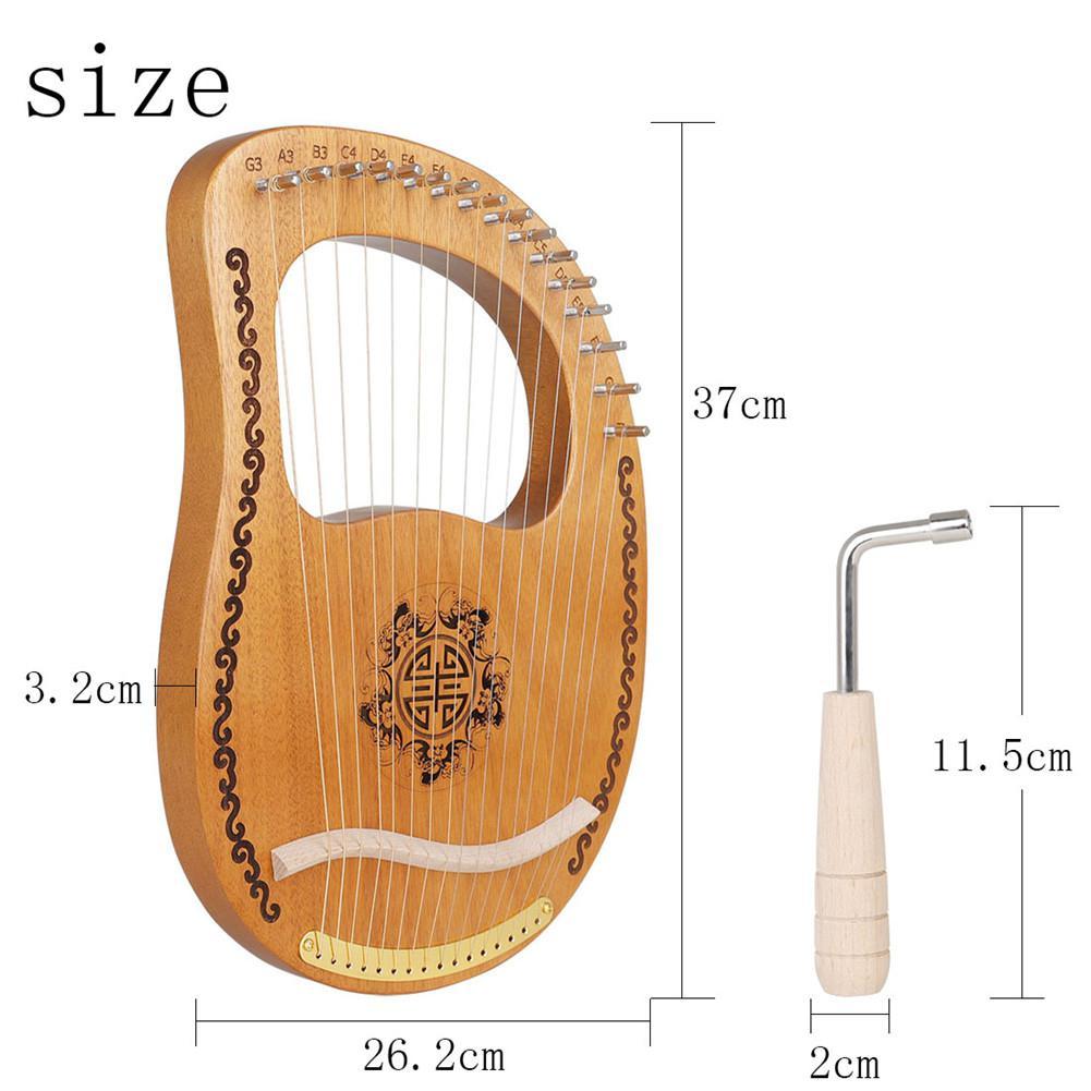 Wooden Harp 16 String Harp 16 Tone Portable Lyre Percussion Musical Instrument Beginner Tools Mahogany Harp Lyre - AKLOT