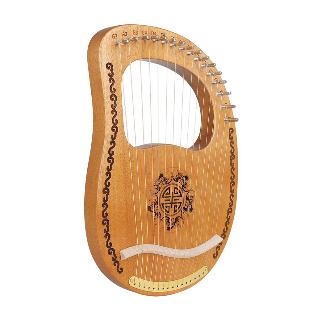 Wooden Harp 16 String Harp 16 Tone Portable Lyre Percussion Musical Instrument Beginner Tools Mahogany Harp Lyre - AKLOT