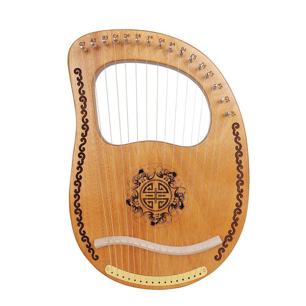 Wooden Harp 16 String Harp 16 Tone Portable Lyre Percussion Musical Instrument Beginner Tools Mahogany Harp Lyre - AKLOT