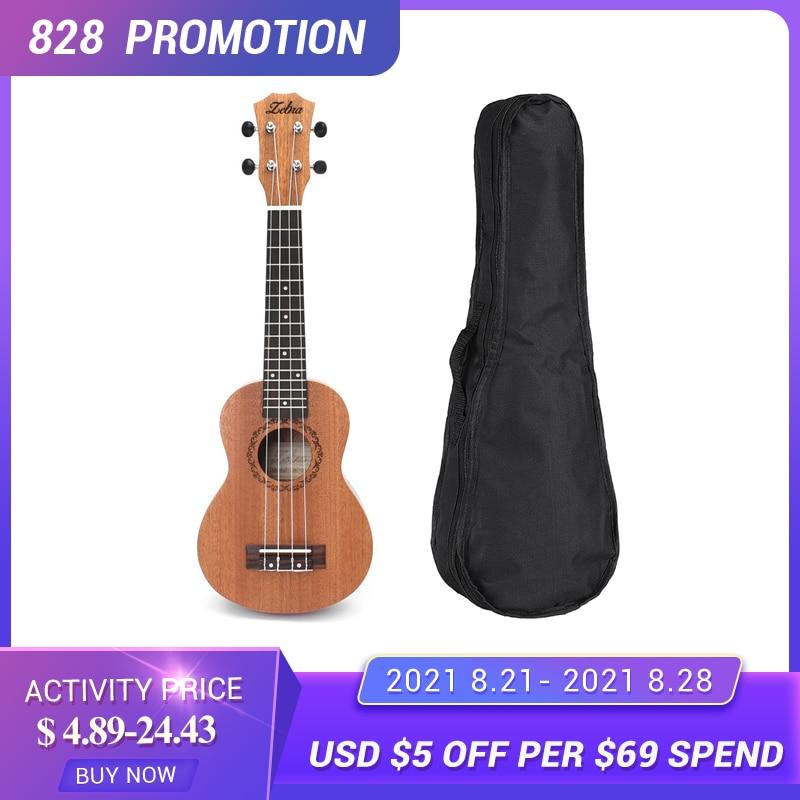 Zebra 21 inches Ukulele Tenor Soprano Mahogany Rosewood 15 Frets 4 Strings Hawaiian Guitar Ukulele Bag Musical Instruments - AKLOT